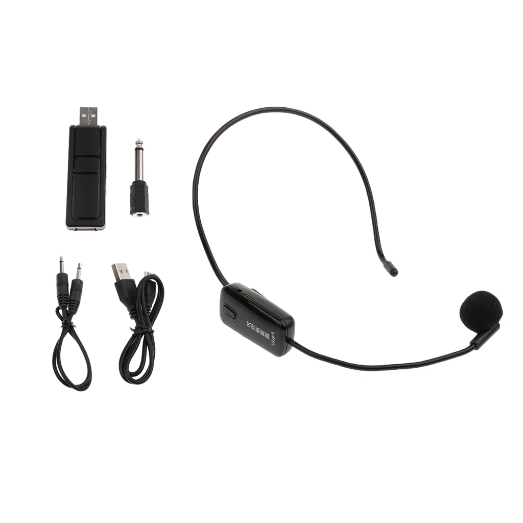 

1 Set Wireless Headset Headworn Microphone Mic Black For Speech Outdoor