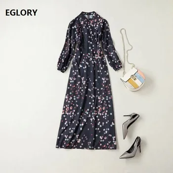 

Princess Women Dress 2020 Spring Summer Office Lady Colorful Polka Dot Print Long Sleeve Ankle Length Dress Vestido Longo Festa