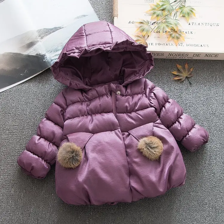 Новая зимняя куртка с хлопковой подкладкой и бантом для девочек пальто с хлопковой подкладкой и капюшоном теплая верхняя одежда с карманами