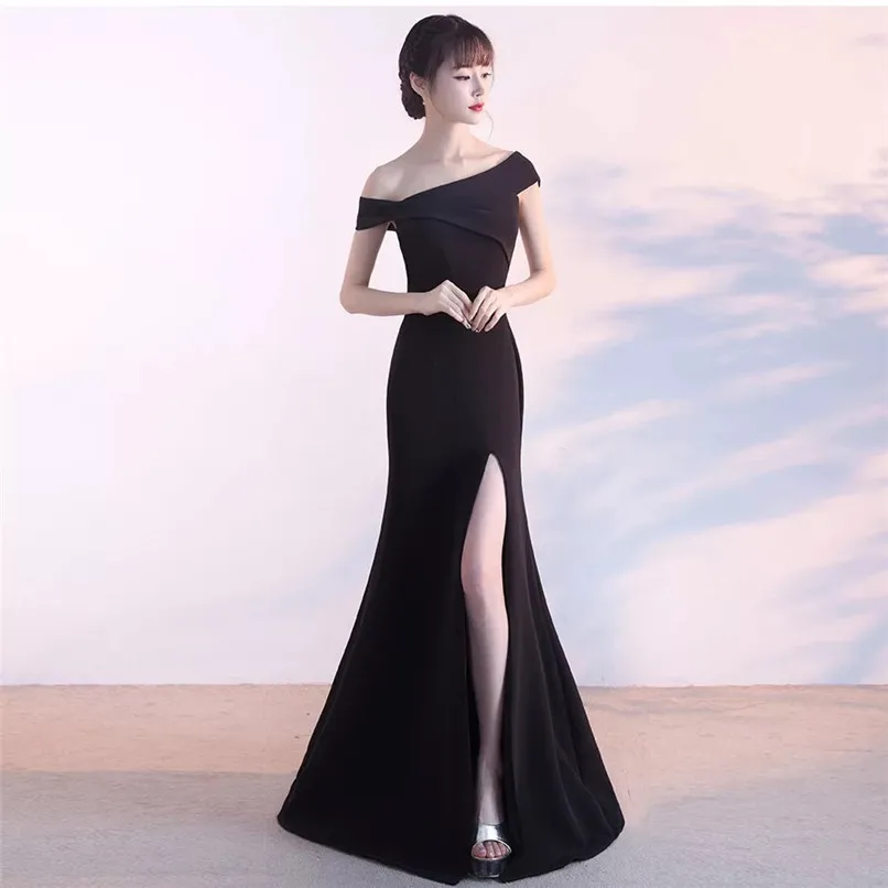 

Late Formal Dress 2019 New Products Banquet Elegant off-Shoulder Formal Dress Long Dress Women's Slim Fit Slimming Long Skirts