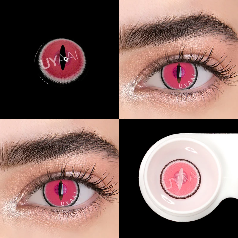 UYAAI 1 Pair Cosplay Contact Lenses Anime Lenses Demon Slayer Nezuko Lense Tanjiro Lenses Daki Pink Lenses Rengoku Cosplay Lense