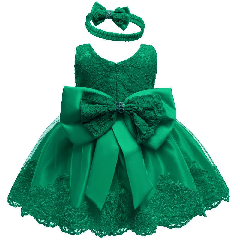 Одежда для новорожденных Летнее платье принцессы для маленькой девочки для детей для маленьких девочек s Свадебные и Платья для вечеринок Платье для первого дня рождения, Одежда для младенцев - Цвет: Dark green