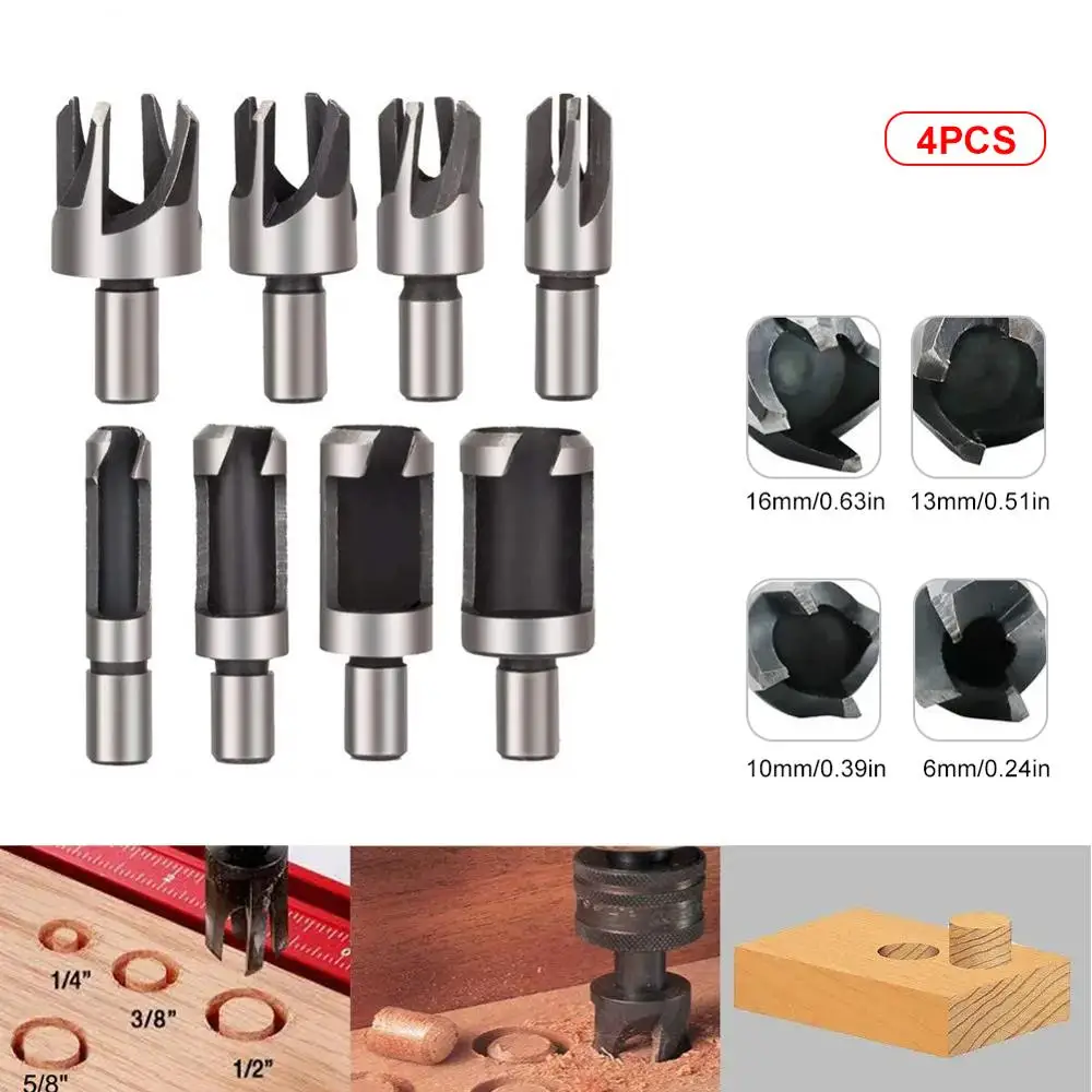 

4Pcs 6mm-16mm Forstner Drill Bit Carbon Steel Woodworking Round Shank Drill Bit Wood Work Carpenter Plug Hole Cutter Tools Set