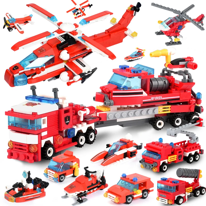 

697+pcs City Fire Series Blocks Compatible LegoINGlys City Firefighter Figures Building Blocks DIY Bricks Toys For Children Gift