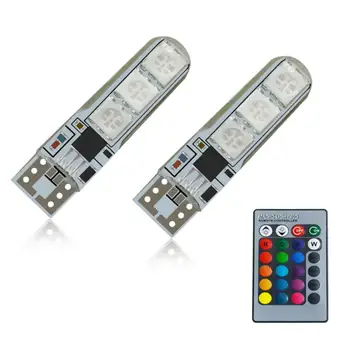 

12V Car RGB LED T10 RGB 5050 6SMD Signal Lamp Reading Wedge Light Decorative Lights Remote Control Parking light Car styling