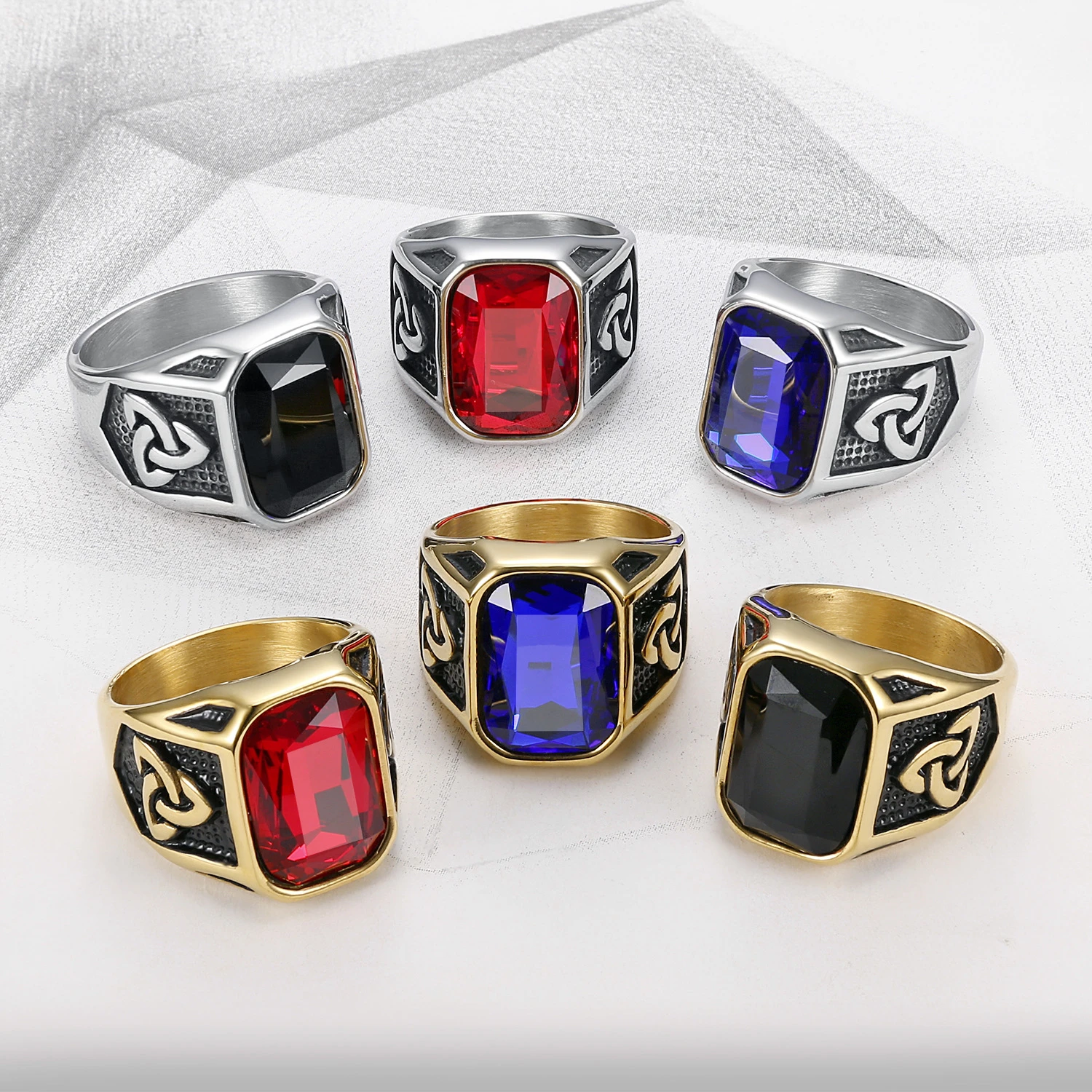 Anillo de acero inoxidable con roja vikinga para hombre, joyería Vintage Color plateado, nórdico Vikingo, Odin, de motorista|Anillos| - AliExpress