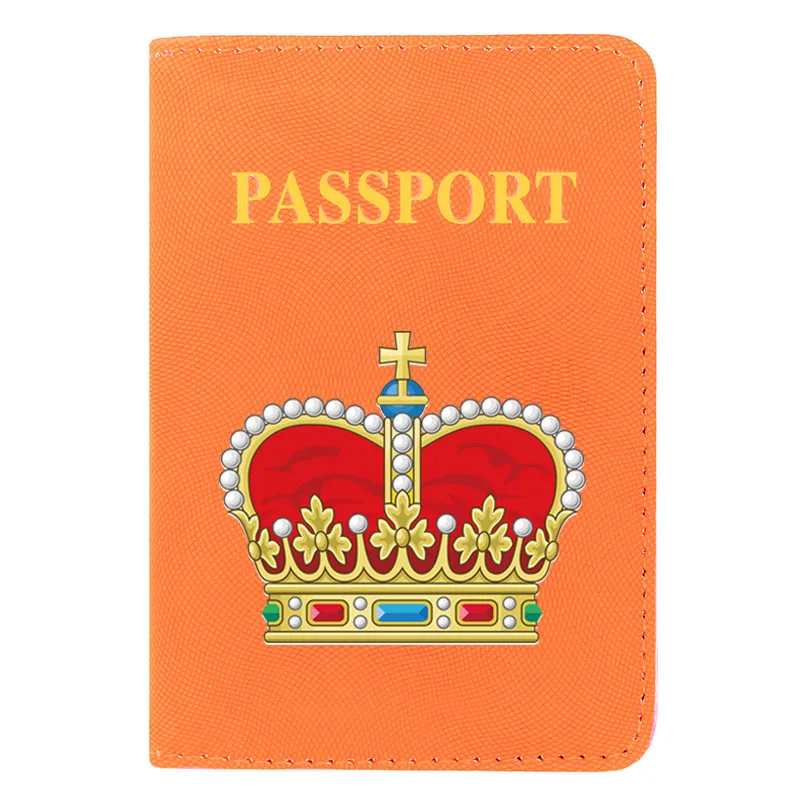 

Fashion Crown Printing Women Men Passport Cover Leather Travel ID Credit Card Holder Pocket Wallet Bags