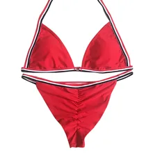 JAYCOSIN Спорт и развлечения купальник стиль с открытыми плечами сексуальный комплект бикини для женщин сращивания печати в полоску бразильский купальник