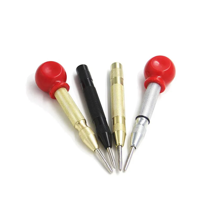 Punzón central automático con resorte de marcado, cuerpo de acero al carbono, Color dorado/plateado opcional, nuevo