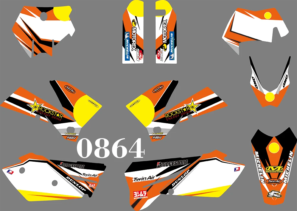 0864 мотоциклетные команды графические и фоны наклейки Наборы для KTM EXC 2005 2006 2007
