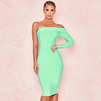 

2020 Summer Bodycon Bandage Dress Women Vestidos New Sexy Club Elegant One Shoulder Mini Celebrity Party Dress