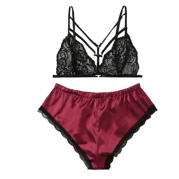 

Silk Satin Sexy Women Flowers Floral Lace Pajamas Set Delicate V-neck Bowknot Underwear For Female Suit Shorts Sleepwear Femme