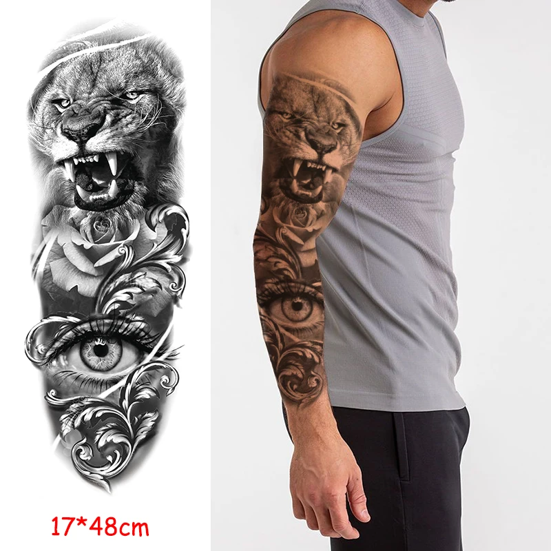 Водостойкая временная татуировка наклейка волк сова лес роза цветок полная рука животное тату наклейка s Flash поддельные татуировки для мужчин женщин и детей