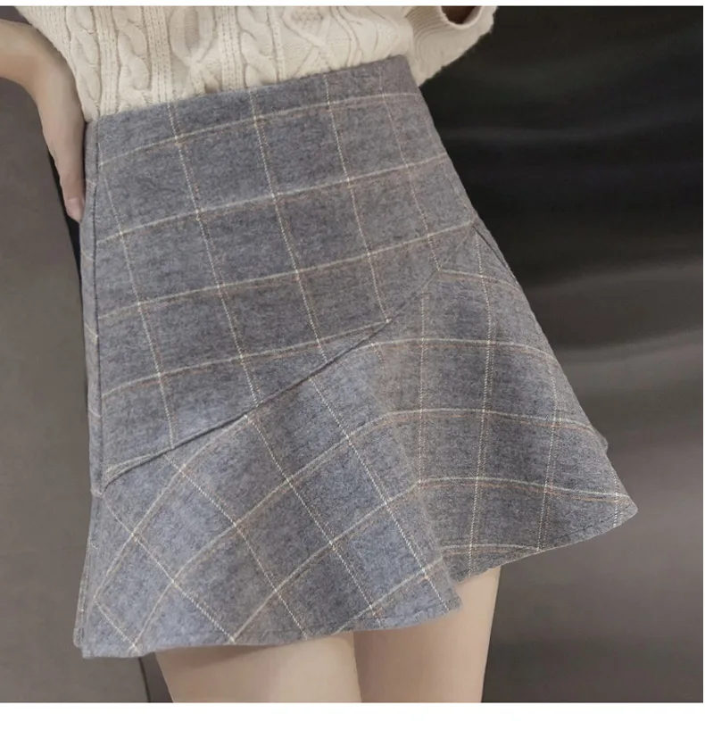 Юбки faldas mujer женские осенне-зимние moda клетчатый гофрированный корейский стиль harajuku Короткие мини Большие размеры ворсистые юбки