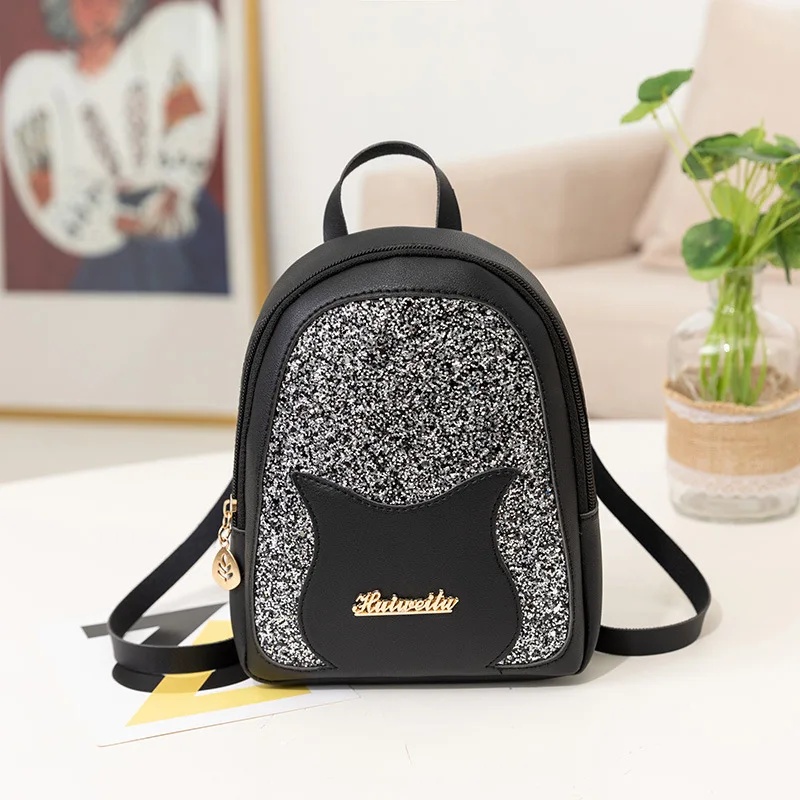 Pudcoco, Женский мини-рюкзак из искусственной кожи, школьные сумки на плечо с блестками, рюкзак для девушек, сумка для путешествий - Цвет: B
