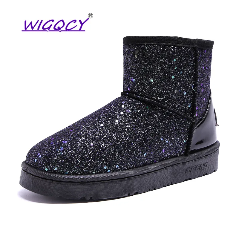 

Women's shoes snow boots autumn and winter new Bling flat with round head snow boots frosted boots students casual cotton shoes