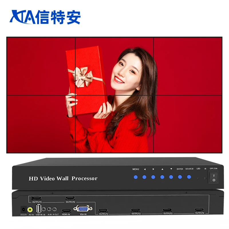 

2×3 3840*2160@60HZ Video Wall Processor TV Wall Controller LCD TV Splicer 1 Input 6 HDMI Output