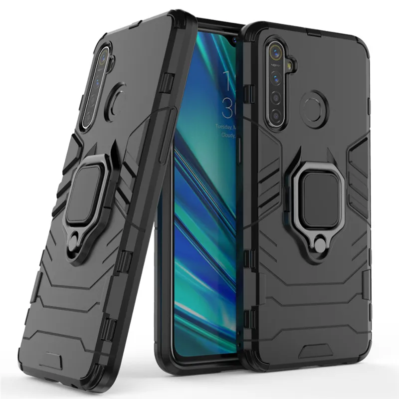 

For OPPO Realme 5 Pro Case Luxury Shockproof Armor Car Holdar Case for OPPO Realme 5 Magnetic Ring Stand Back Cover