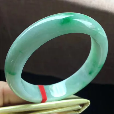 

Zheru Jewelry Natural Burmese Jadeite Light Green 54-64mm Bracelet Elegant Princess Jewelry Best Gift for Mom and Girlfriend