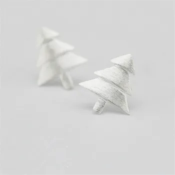 

100% 925 Sterling Silver Christmas Tree Stud Earrings for Women Party Gift Jewelry pendientes boucle d oreille eh936