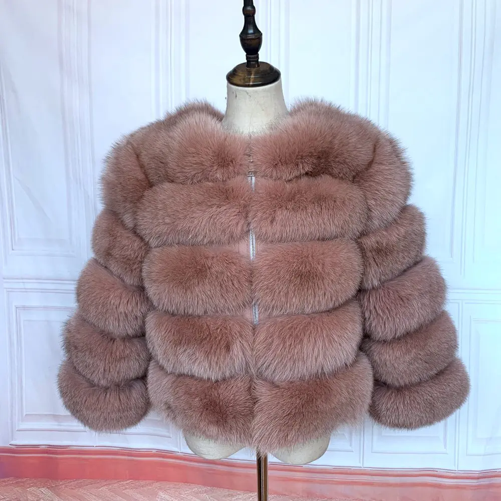 NEW style real fur coat 100% natural fur jacket female winter warm leather fox fur coat high quality fur vest Free shipping long puffer