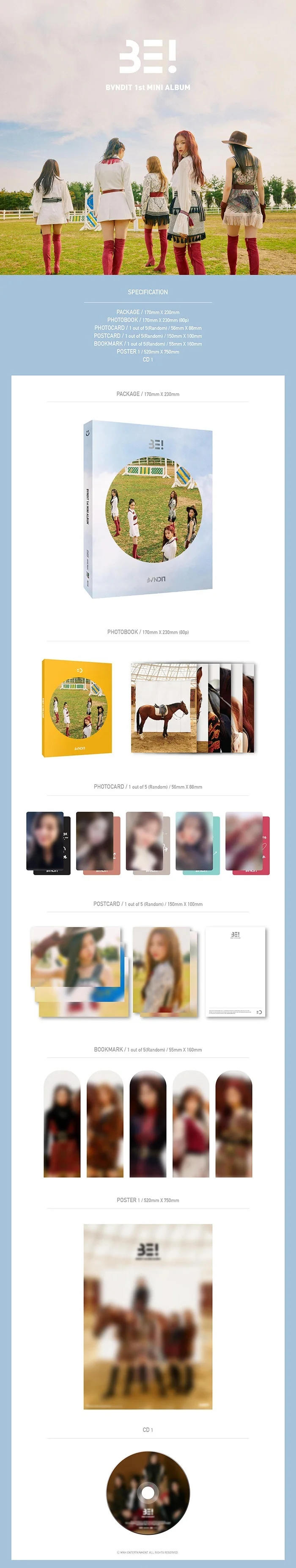 [MYKPOP]~ Официальный~ BVNDIT-1-й Мини альбом [BE!], коллекция фанатов KPOP-SA19112904