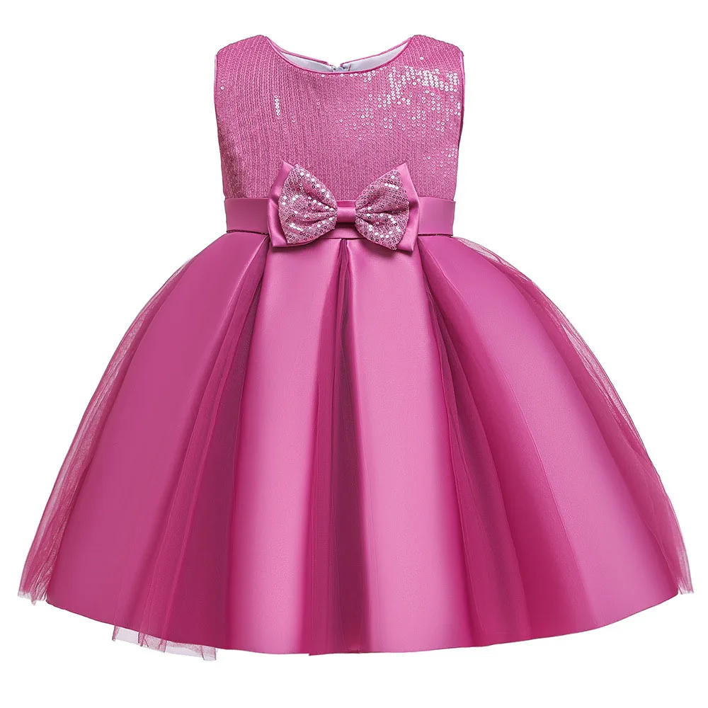 Свадебное платье с цветочным узором для девочек; Детские платья с блестками и бантом для девочек; элегантное платье принцессы; детское вечернее платье; Возраст 8-10 лет - Цвет: Bean powder