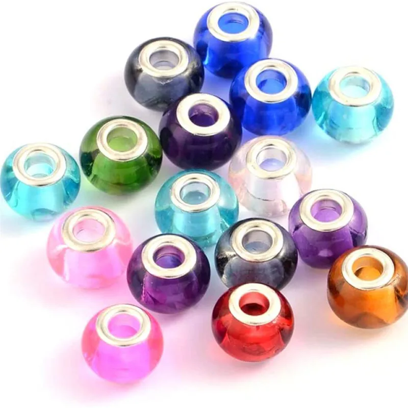 

10Pcs/Lot 16mm Big Size Round Glass Spacer Beads Fit Pandora Bracelet Necklace for DIY Chain Cord Jewelry Making Women Men Gift