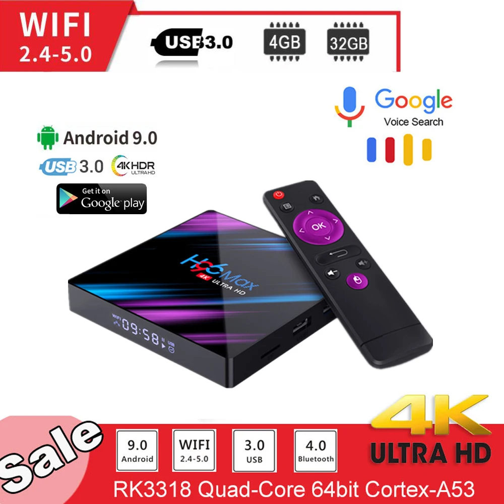 Android box tv H96 MAX youtube 4K Smart tv Box Netflix IP tv Android 9,0 Android tv BOX Google Voice Play Store PLEX HDMI 2,0