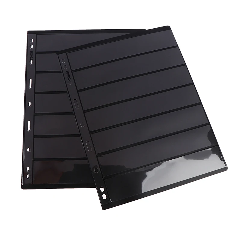 10Pcs 7 Grid Postage Stamp Album Pages Coin Collection Stamps Holder loose-leaf Loose-leaf Stamp Book Banknotes stamp album
