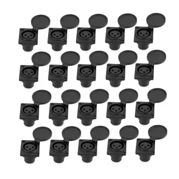 

20pcs 3Pin XLR Connector Female Socket Audio Amplifier Adapter Plug with Waterproof Cover Straight Pin XLR Socket