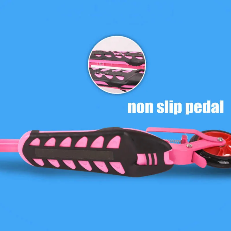 Foldable Kids Swing Scooter, 3 Flash Wheels, Wobble Scooter Tri Slider Kick Speeder Push Scooter with Adjustable Handle