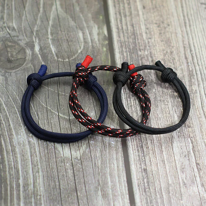 Men's Adjustable Braided Umbrella Rope Bracelet Set - Minimalist Cool Biker Jewelry Gift
