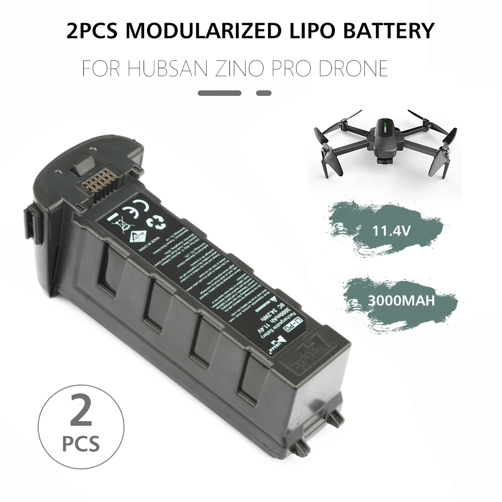

2PCS 11.4V 3000mAh Spare Intelligent Modularized Lipo Battery for Hubsan Zino Pro GPS Drone RC Quadcopter Spare Parts
