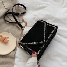 Черная замшевая кожаная сумка на цепочке, дизайнерские сумки через плечо, женская маленькая сумочка на цепочке, маленькая сумка, женская дизайнерская вечерняя сумка