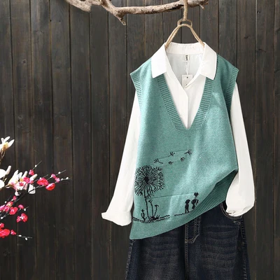 Mori girl/ г.; осенне-зимний жилет без рукавов с героями мультфильмов; свитер; пуловер; 9419101614