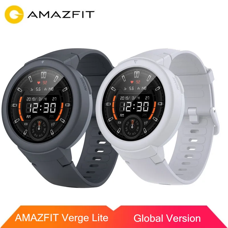 Оригинальные Смарт-часы AMAZFIT Verge Lite, AMOLED экран, Bluetooth 5,0, IP68, водонепроницаемые, 20 дней работы от батареи для iOS Android