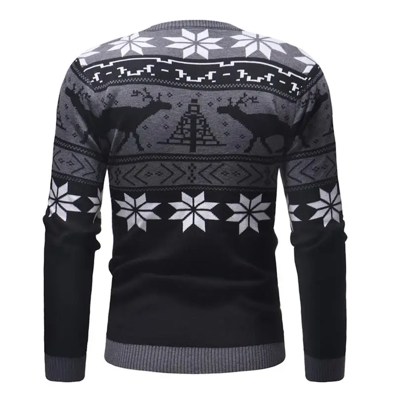 Spring Autumn High Quality O-neck Men Sweater Deer Print Casual Slim Male Computer Knitted Pull Homme Youth Teens XXL