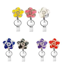 

7 Color Flower Shape Retractable Nurse Badge Reel Clip Badge Holder Students Doctor Id Card Holder Teaching Office Supplies