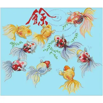 

Year after year (goldfish) patterns Counted Cross Stitch 11CT 14CT 18CT DIY Chinese Cross Stitch Kit Embroidery Needlework Sets