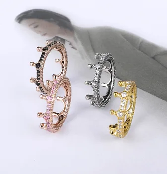 

Hot Sale Rose Gold Silver Black Magic Crown Ring Fashion Princess Temperament Simple Index Finger Female Ring Gift