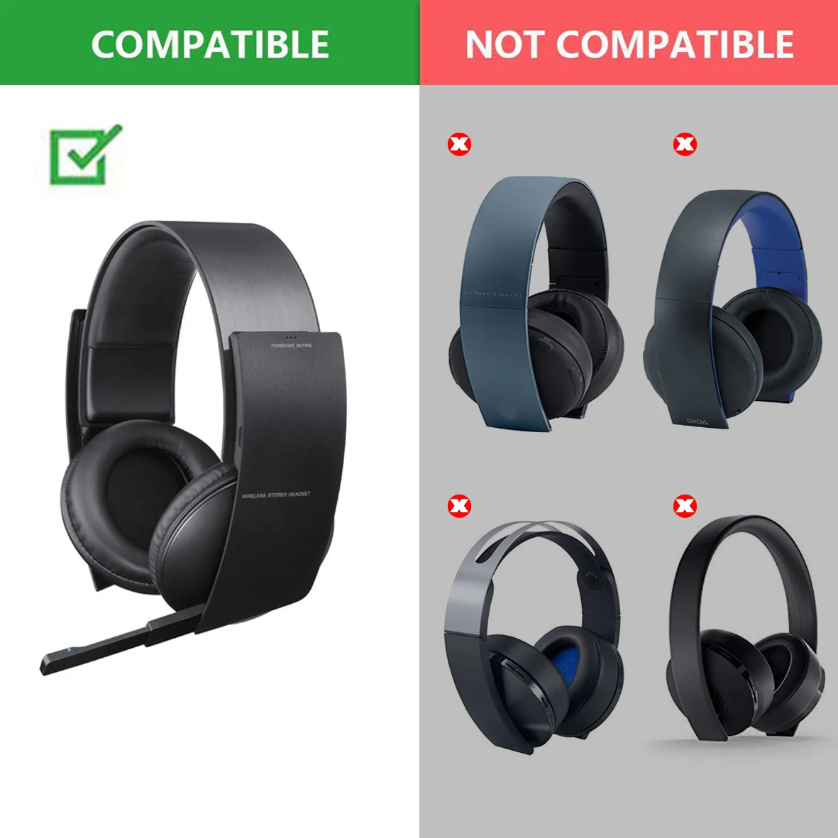 Ear Pads Earpads Cushion Earmuffs With Headband for Sony PS3 Wireless Stereo Headset Playstation 3 ( CECHYA-0080)