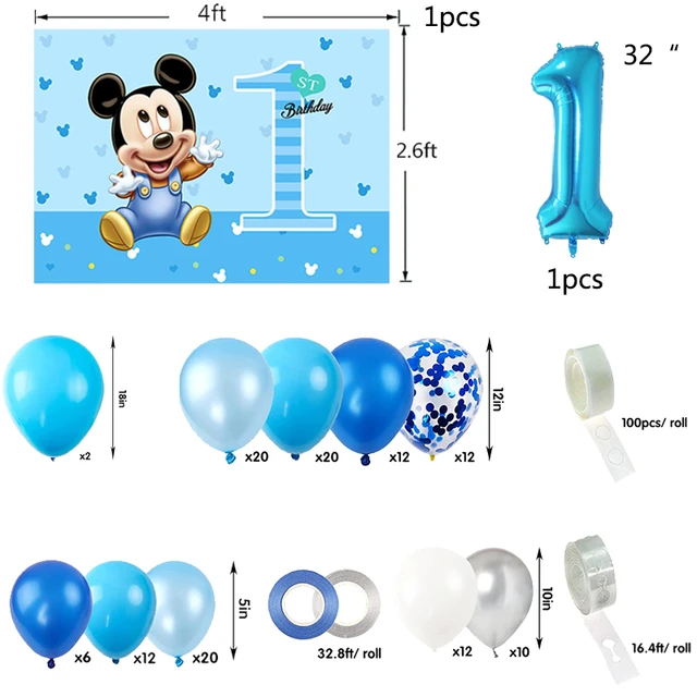 Disney Mickey Mouse Kid Favor 1st Birthday Party Diy Decor Banner Ballons Decor  Birthday Party Disposable Tableware Supplies - Party & Holiday Diy  Decorations - AliExpress