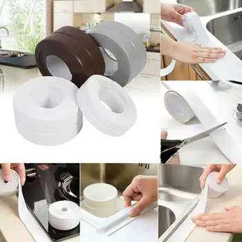 

3.2 Meters Kitchen Bath Sealing Tape Strip Bathroom Shower Sink White PVC Self adhesive Waterproof Wall sticker for Bathroom