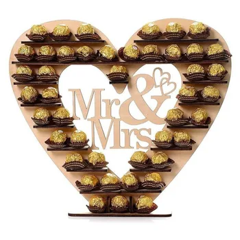 

Wedding Wooden Ornaments Mr&Mrs Chocolate Stand Heart Shape Display Candy Cupcake Desserts Holder Wedding Decoration Party Bars