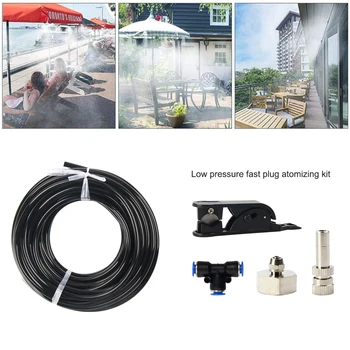 

15M Water Misting Cooling System Misting Line+15Brass Mist Nozzles +6Brass Adapters Outdoor Patio Garden Trampoline waterpark