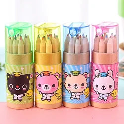 Juego de lápices de dibujo de 12 colores para niños, material de papelería Kawaii, japonés, coreano, para regalo, útiles escolares de dibujo artístico