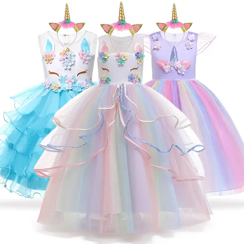 2020 Unicornio Vestido De Halloween Fiesta De Cumpleanos Vestidos Infantiles Para Ninas Vestido De Princesa Vestido De Navidad Vestido Largo Vestido De Elsa Verano Vestido De Ninavestido De Nino Aliexpress