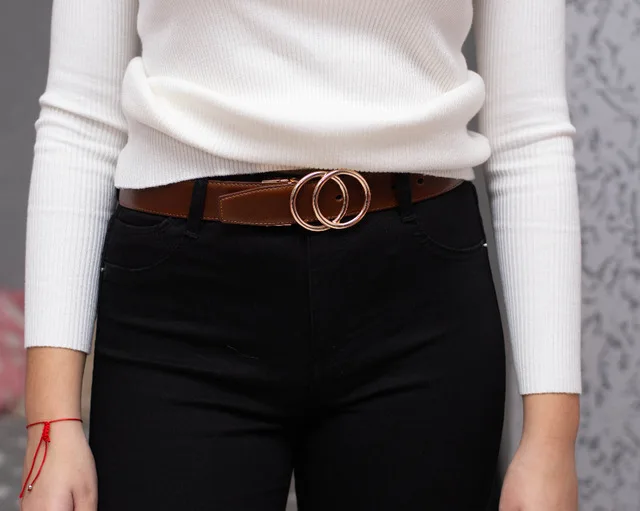 Women Leather Reversible Belt Double O Ring Rotate Buckle Two Side Waist Jeans Dress By Beltox Fine gold belt for dress