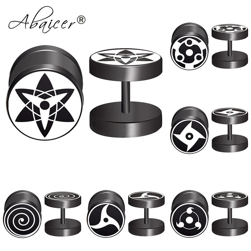 

2pcs/Lot Anime Sharingan Eyes Earrings For Men Fake Gauge Men's Earring Faux Plug Piercing Jewelr